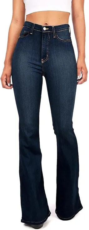 Womens Button-Up Curvy Slim Butt Lifting Denim Skinny Jeans Flare Denim Pants Bell Bottom Jeans Bootcut Jeans