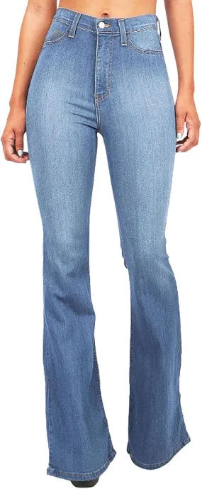 Womens Button-Up Curvy Slim Butt Lifting Denim Skinny Jeans Flare Denim Pants Bell Bottom Jeans Bootcut Jeans