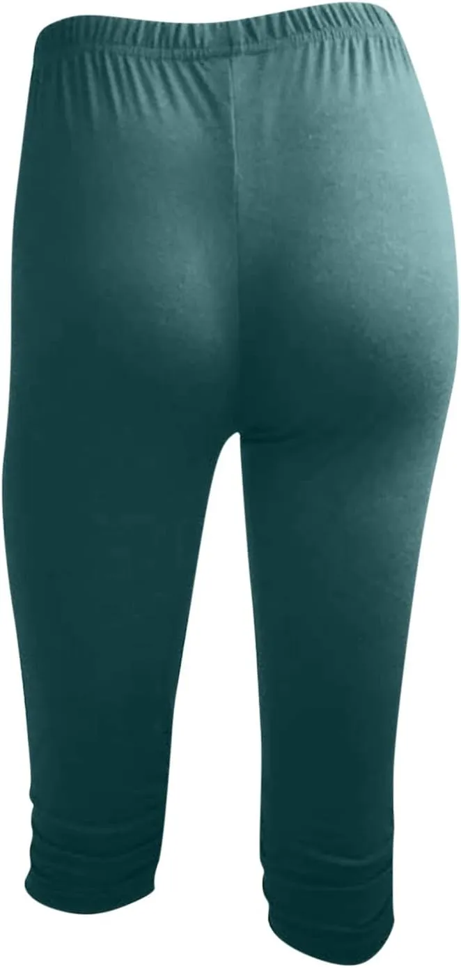 Womens Capri Leggings Yoga Pants High Waist Cropped Trousers 3/4 Length Leggings Pant Sports Workout Gym Sweat Pants