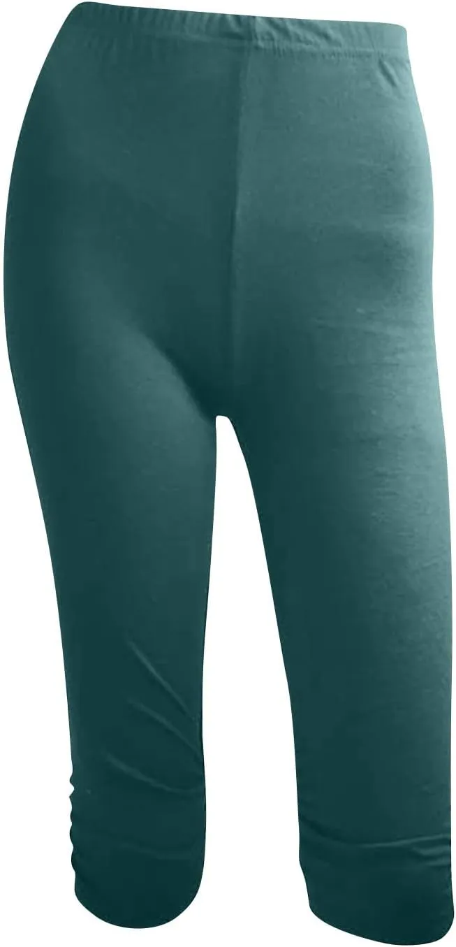 Womens Capri Leggings Yoga Pants High Waist Cropped Trousers 3/4 Length Leggings Pant Sports Workout Gym Sweat Pants