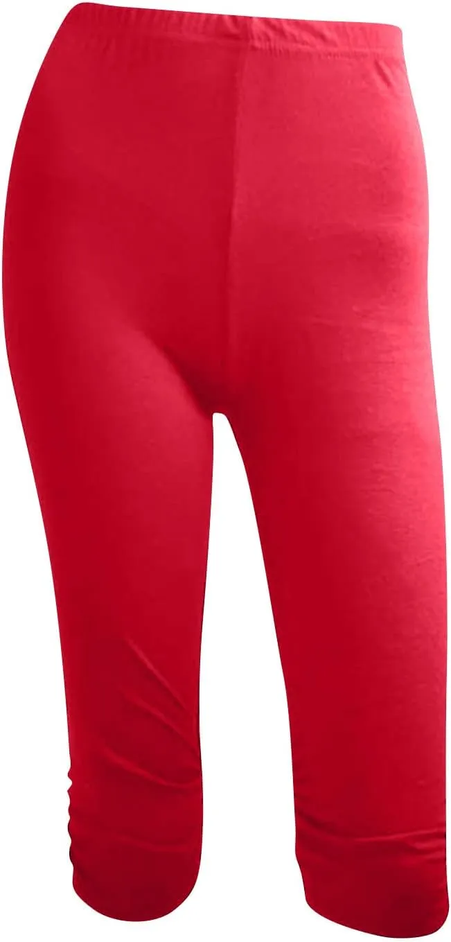 Womens Capri Leggings Yoga Pants High Waist Cropped Trousers 3/4 Length Leggings Pant Sports Workout Gym Sweat Pants