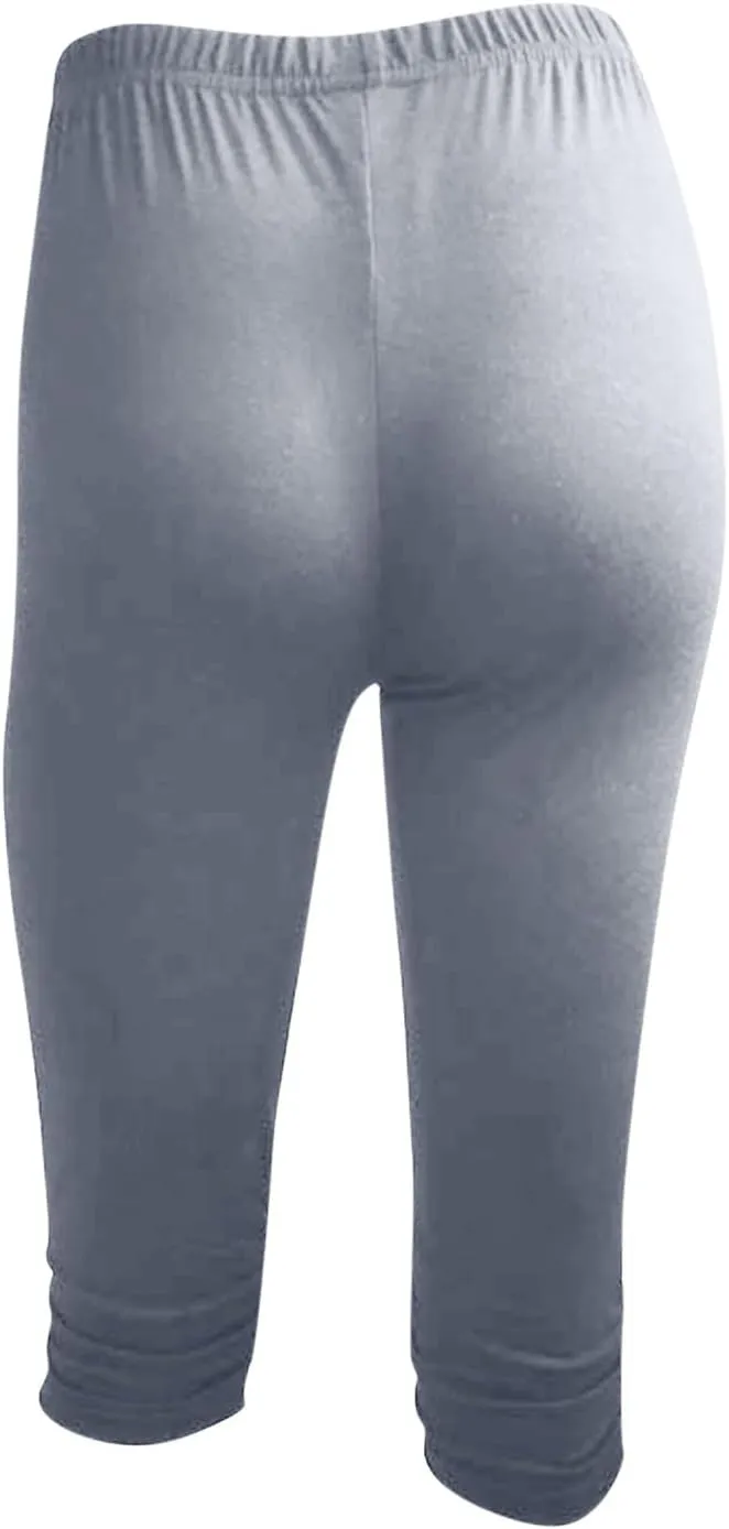 Womens Capri Leggings Yoga Pants High Waist Cropped Trousers 3/4 Length Leggings Pant Sports Workout Gym Sweat Pants