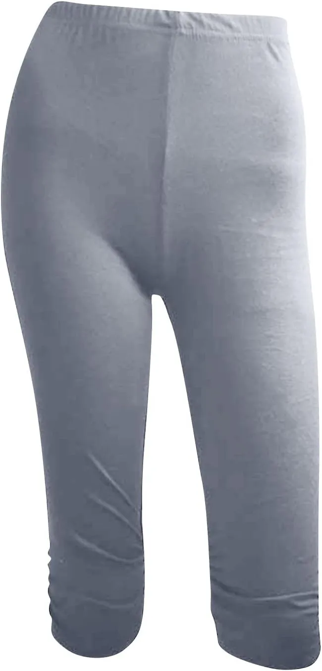 Womens Capri Leggings Yoga Pants High Waist Cropped Trousers 3/4 Length Leggings Pant Sports Workout Gym Sweat Pants