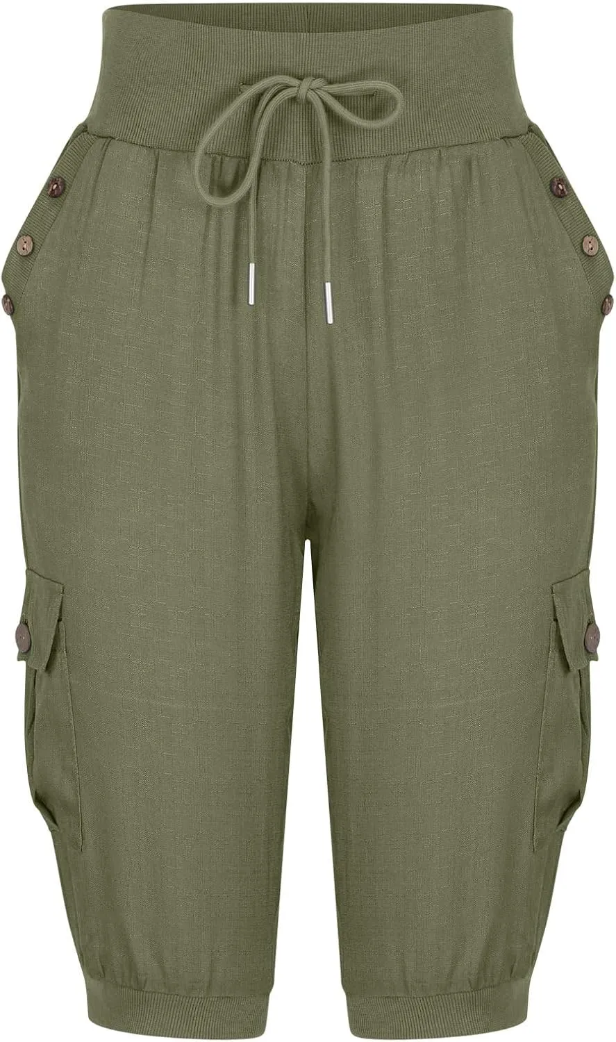 Womens Cargo Capri Pants Hiking Cropped Pants Lightweight Quick Dry Joggers Drawstring Elastic Waist Athletic Pant