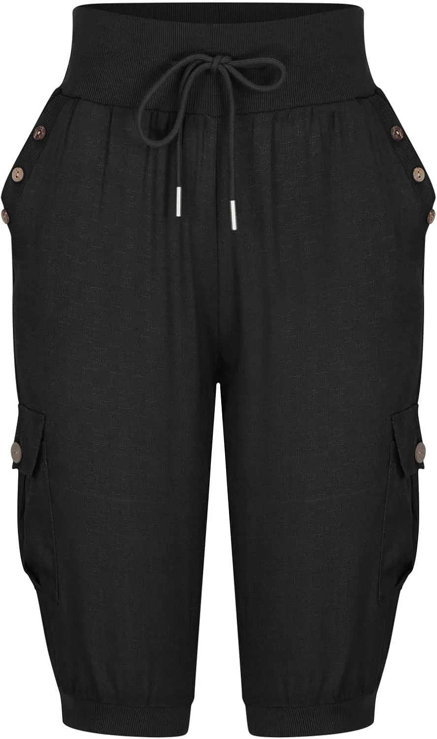 Womens Cargo Capri Pants Hiking Cropped Pants Lightweight Quick Dry Joggers Drawstring Elastic Waist Athletic Pant