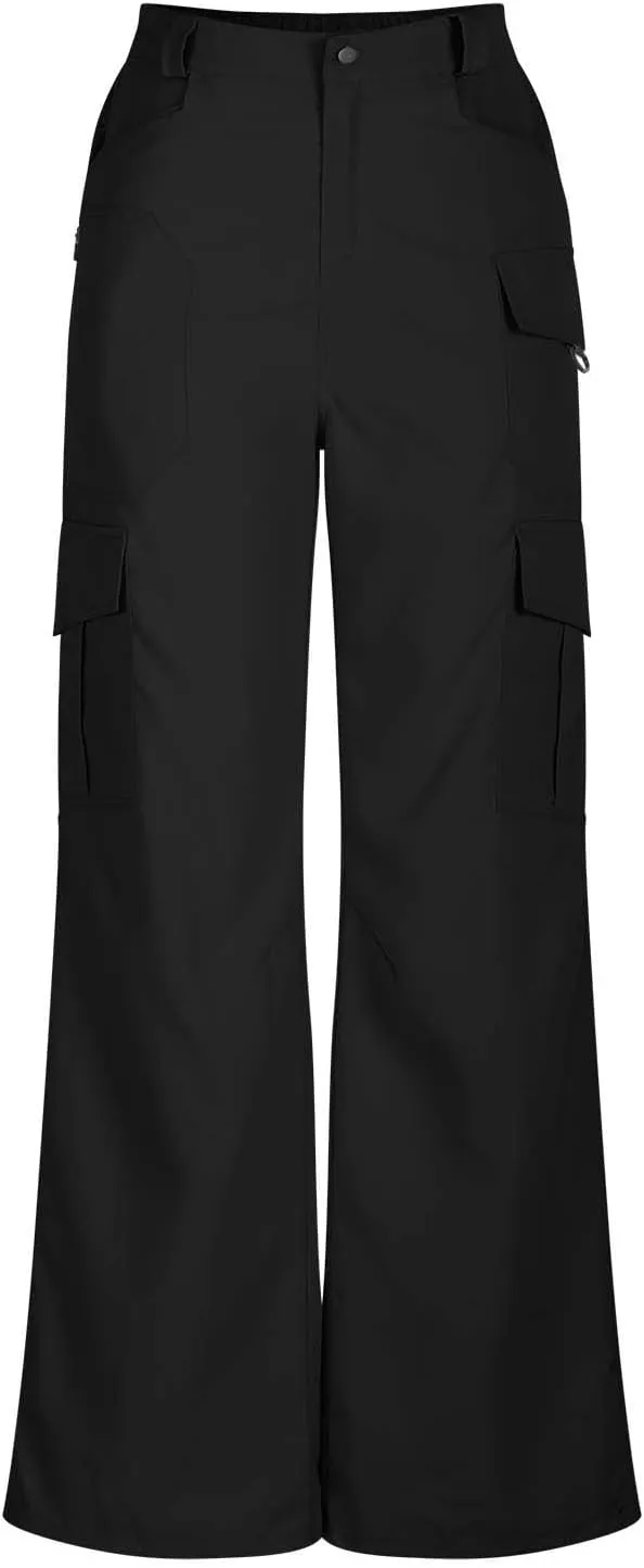 Womens Cargo Hiking Pants High Waisted Wide Leg Pants Lightweight Work Cargo Pants Casual Tactical Pants
