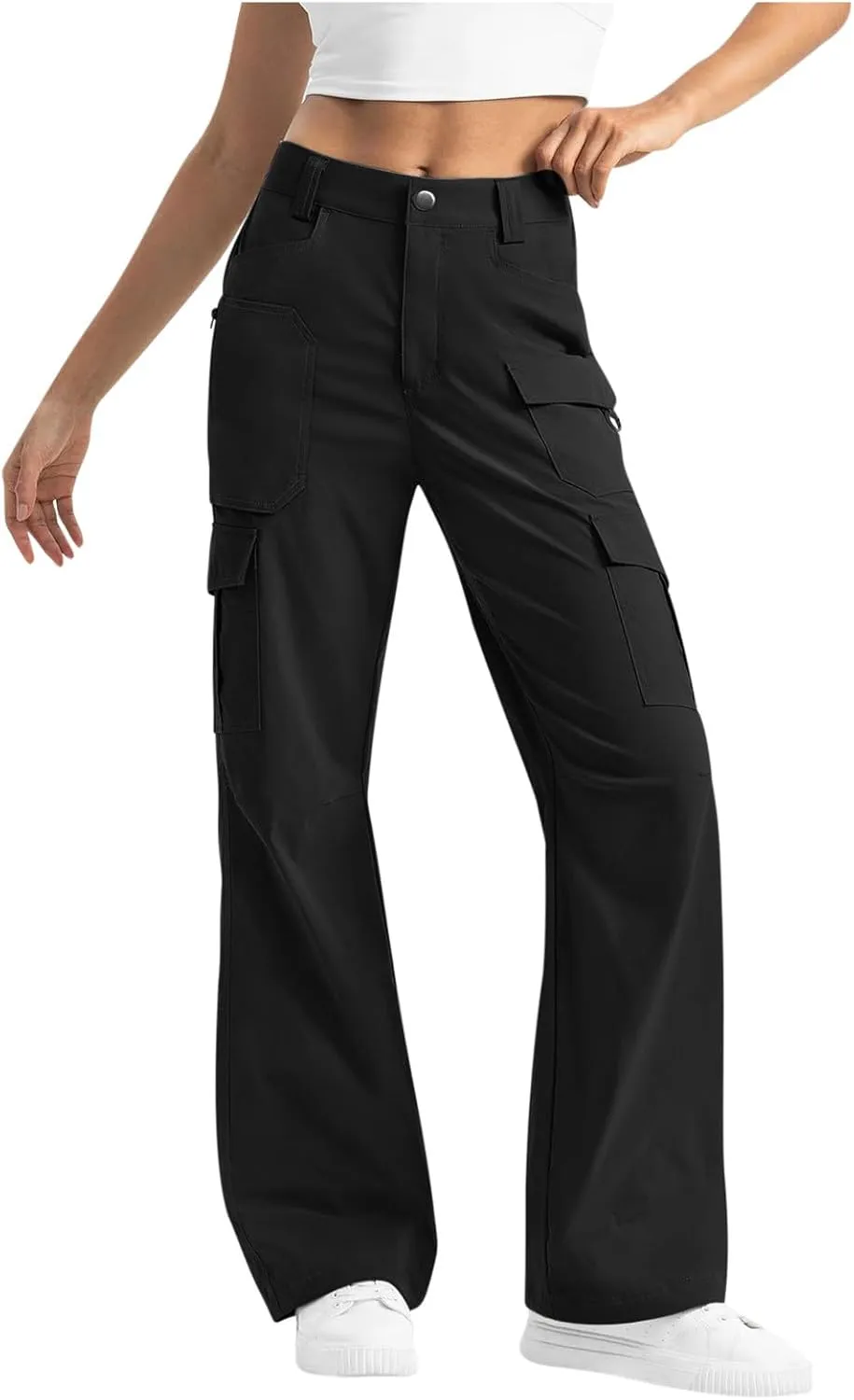 Womens Cargo Hiking Pants High Waisted Wide Leg Pants Lightweight Work Cargo Pants Casual Tactical Pants