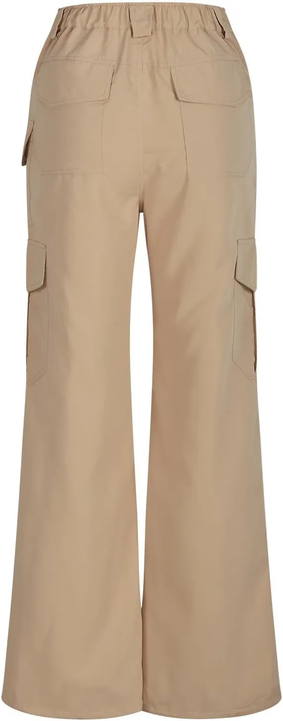 Womens Cargo Hiking Pants High Waisted Wide Leg Pants Lightweight Work Cargo Pants Casual Tactical Pants