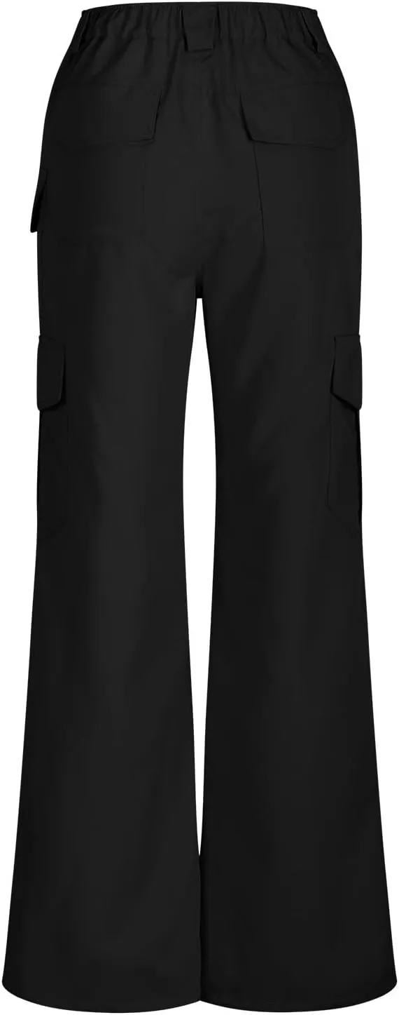 Womens Cargo Hiking Pants High Waisted Wide Leg Pants Lightweight Work Cargo Pants Casual Tactical Pants