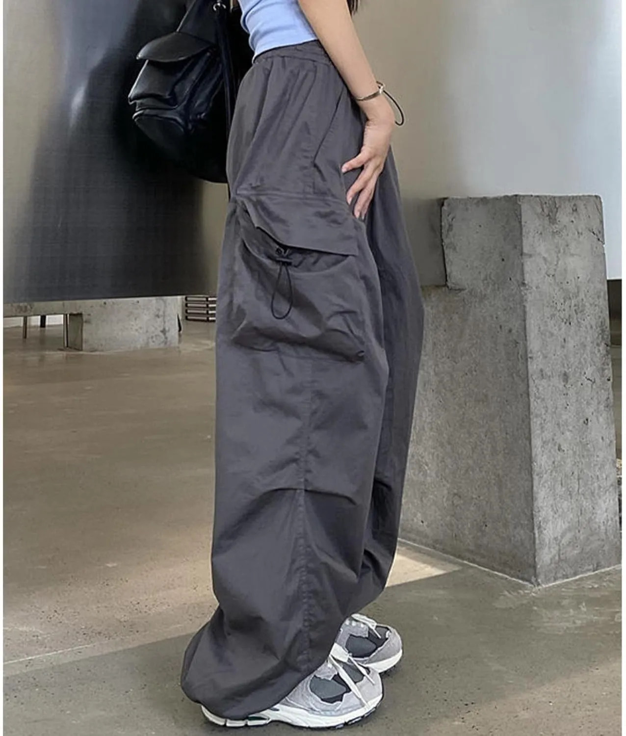 Womens Cargo Pants High Waisted Drawstring Y2K Hiking Trousers Baggy Comfy Trendy Streetwear Baggy Pant Multi Pockets