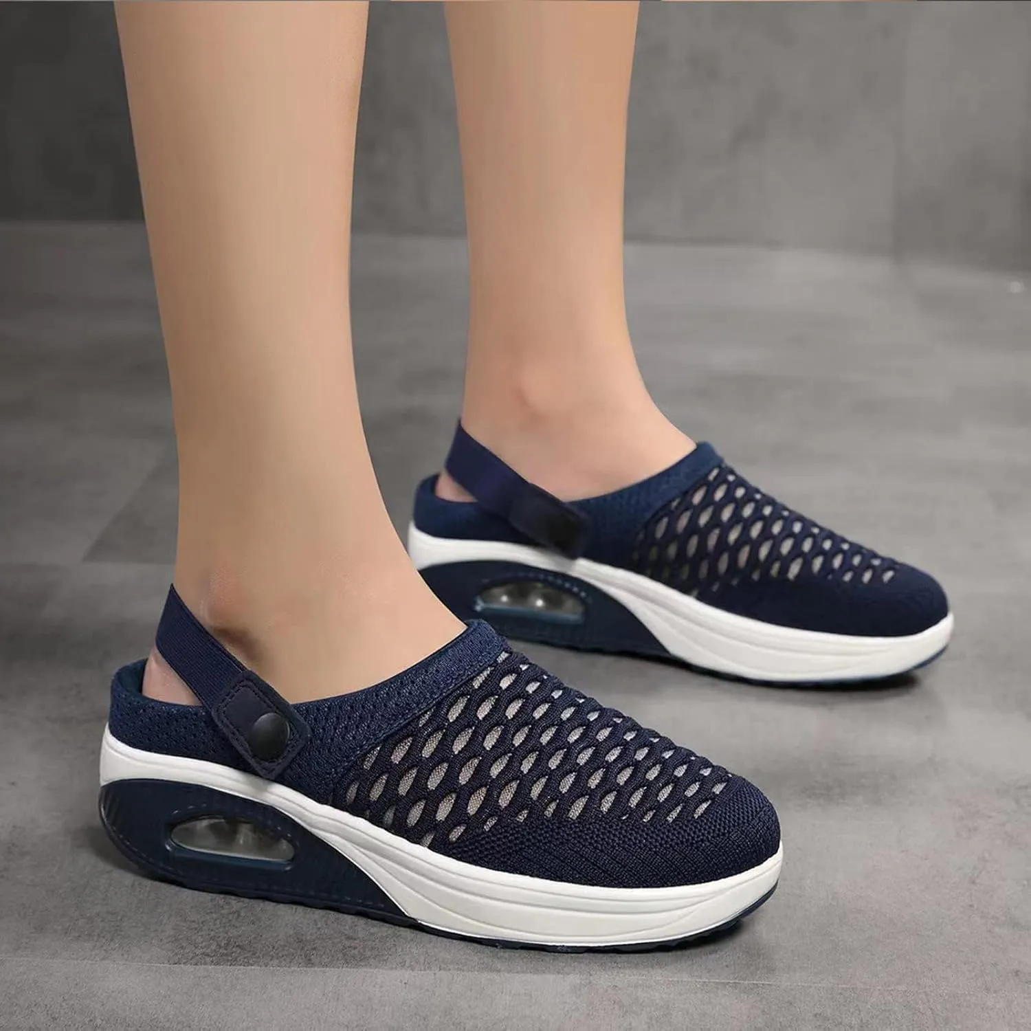 Women's Casual Lightweight Soft Sole Mesh Comfort Orthopedic Shoes Air Cushion Mule Clogs Breathable Walking Shoes Wide Width Mules Clogs for Women Summer Stretch Sandals Slippers with Arch Support