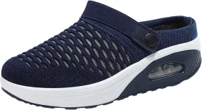 Women's Casual Lightweight Soft Sole Mesh Comfort Orthopedic Shoes Air Cushion Mule Clogs Breathable Walking Shoes Wide Width Mules Clogs for Women Summer Stretch Sandals Slippers with Arch Support