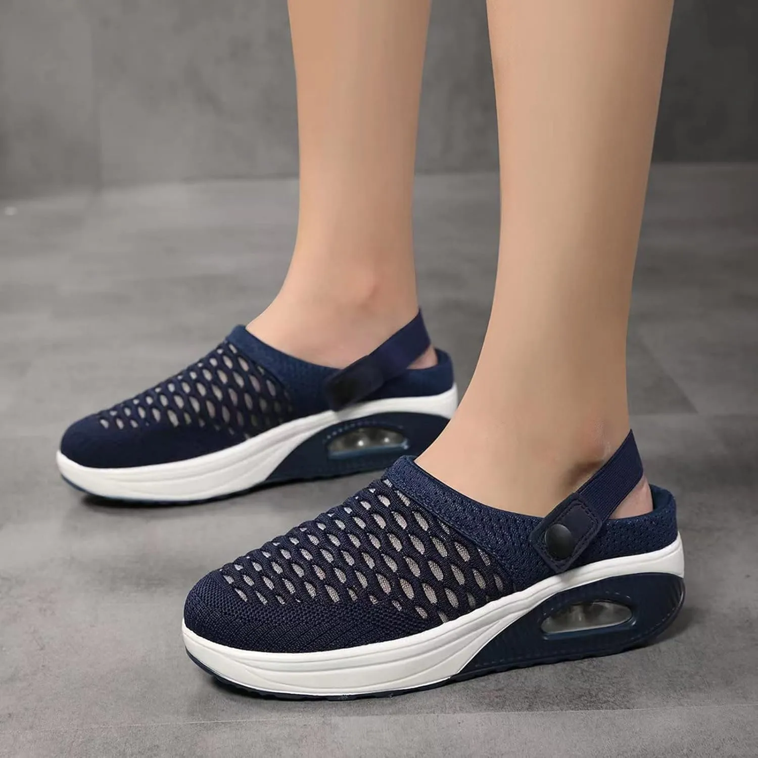 Women's Casual Lightweight Soft Sole Mesh Comfort Orthopedic Shoes Air Cushion Mule Clogs Breathable Walking Shoes Wide Width Mules Clogs for Women Summer Stretch Sandals Slippers with Arch Support