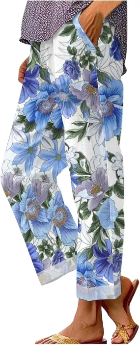 Womens Casual Linen High Waist Pants Pants Beach Travel Vacation Outfits Womens Linen Wide Leg White Flowy