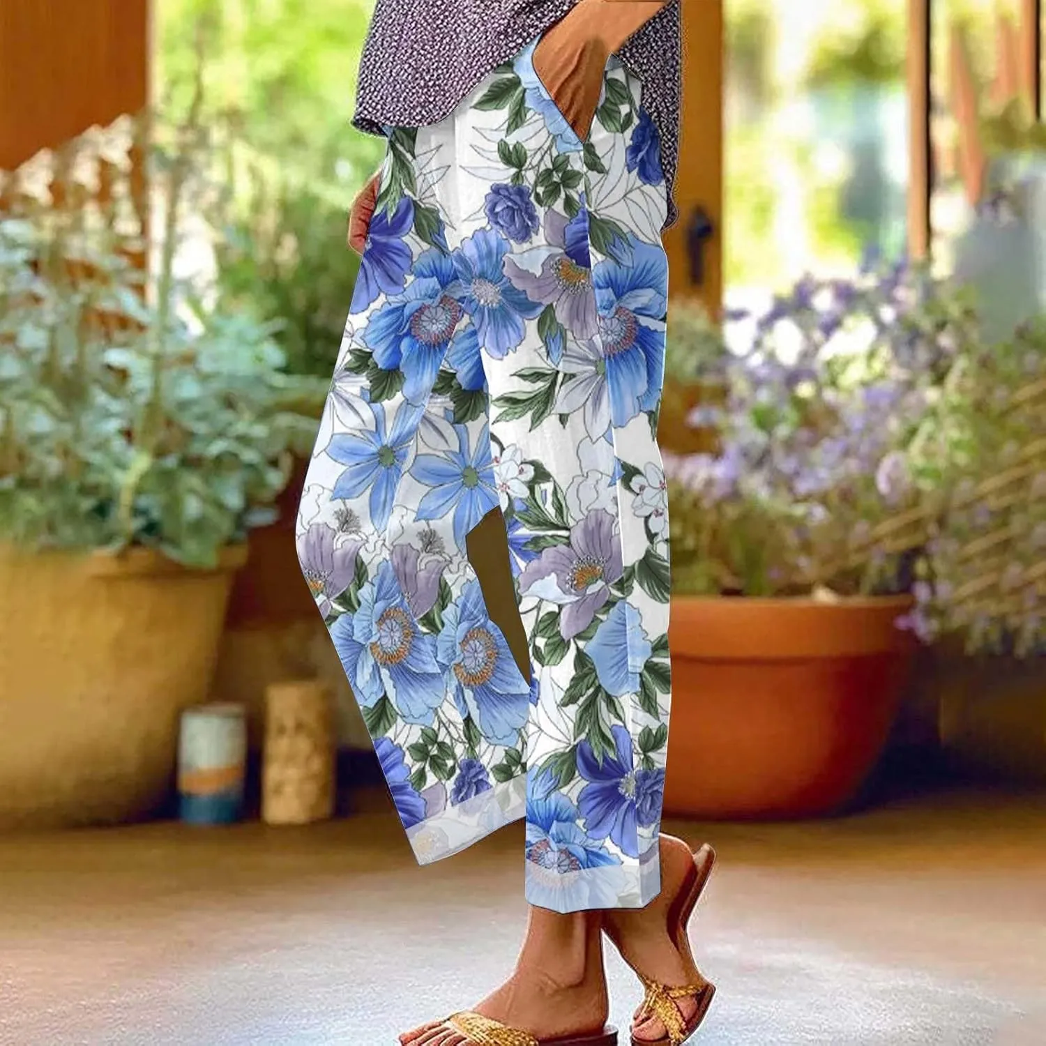 Womens Casual Linen High Waist Pants Pants Beach Travel Vacation Outfits Womens Linen Wide Leg White Flowy