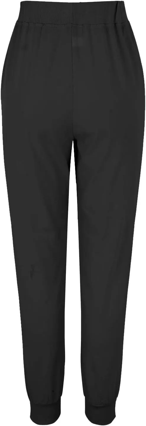 Womens Cotton Linen Tapered Pants Jogger Summer Relax Fit Drawstring Elastic Waist Casual Trousers with Pockets