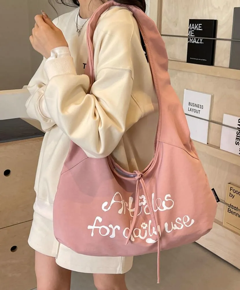 Womens Cute Shoulder Bag Canvas Hobo Bags Slouchy Top Handle Handbag Purse Retro Work Tote Bag
