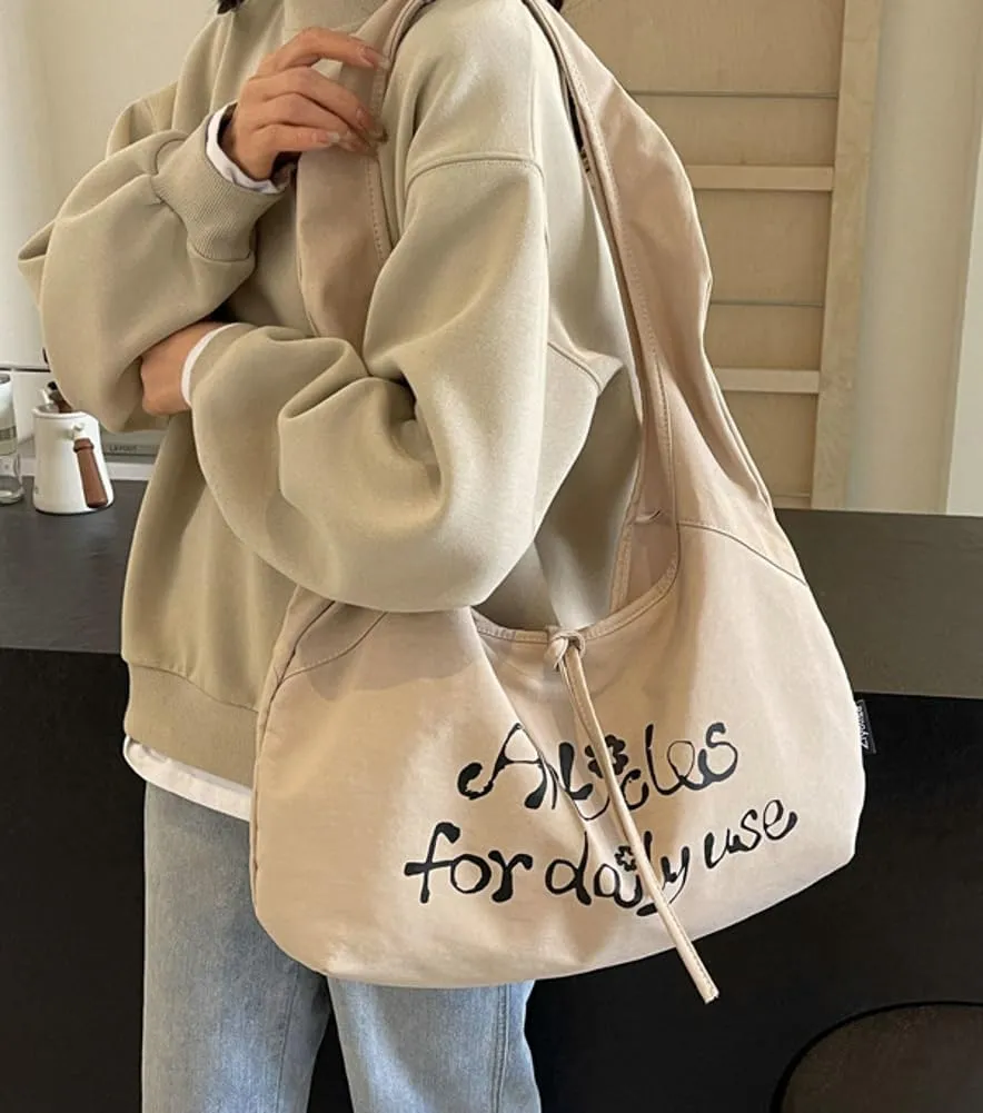 Womens Cute Shoulder Bag Canvas Hobo Bags Slouchy Top Handle Handbag Purse Retro Work Tote Bag