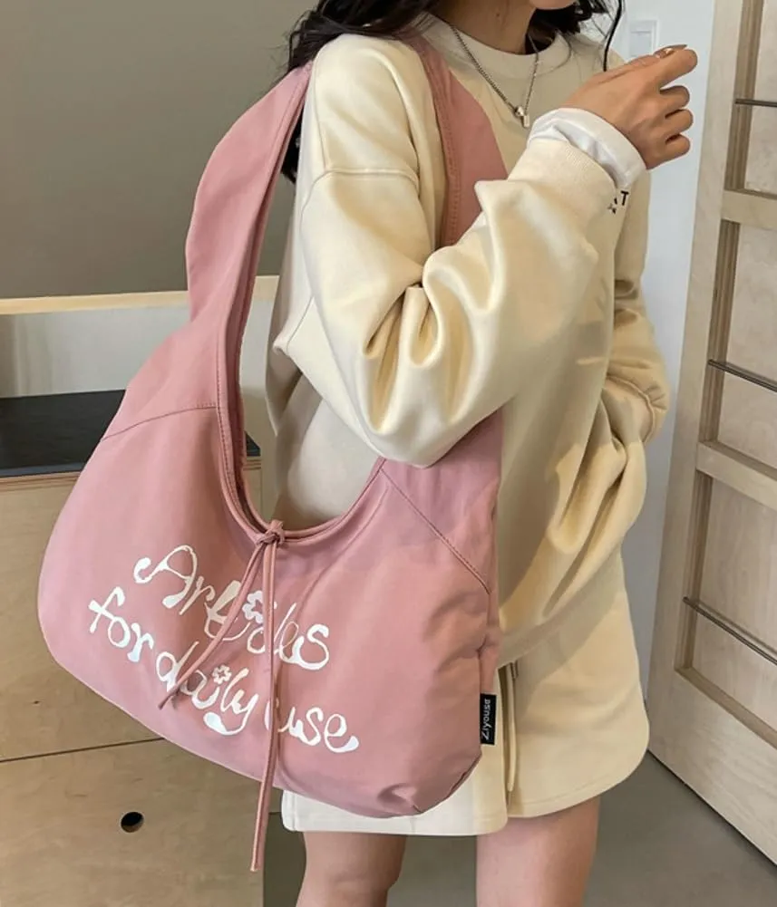 Womens Cute Shoulder Bag Canvas Hobo Bags Slouchy Top Handle Handbag Purse Retro Work Tote Bag