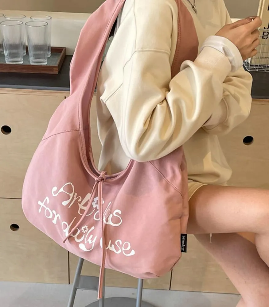 Womens Cute Shoulder Bag Canvas Hobo Bags Slouchy Top Handle Handbag Purse Retro Work Tote Bag
