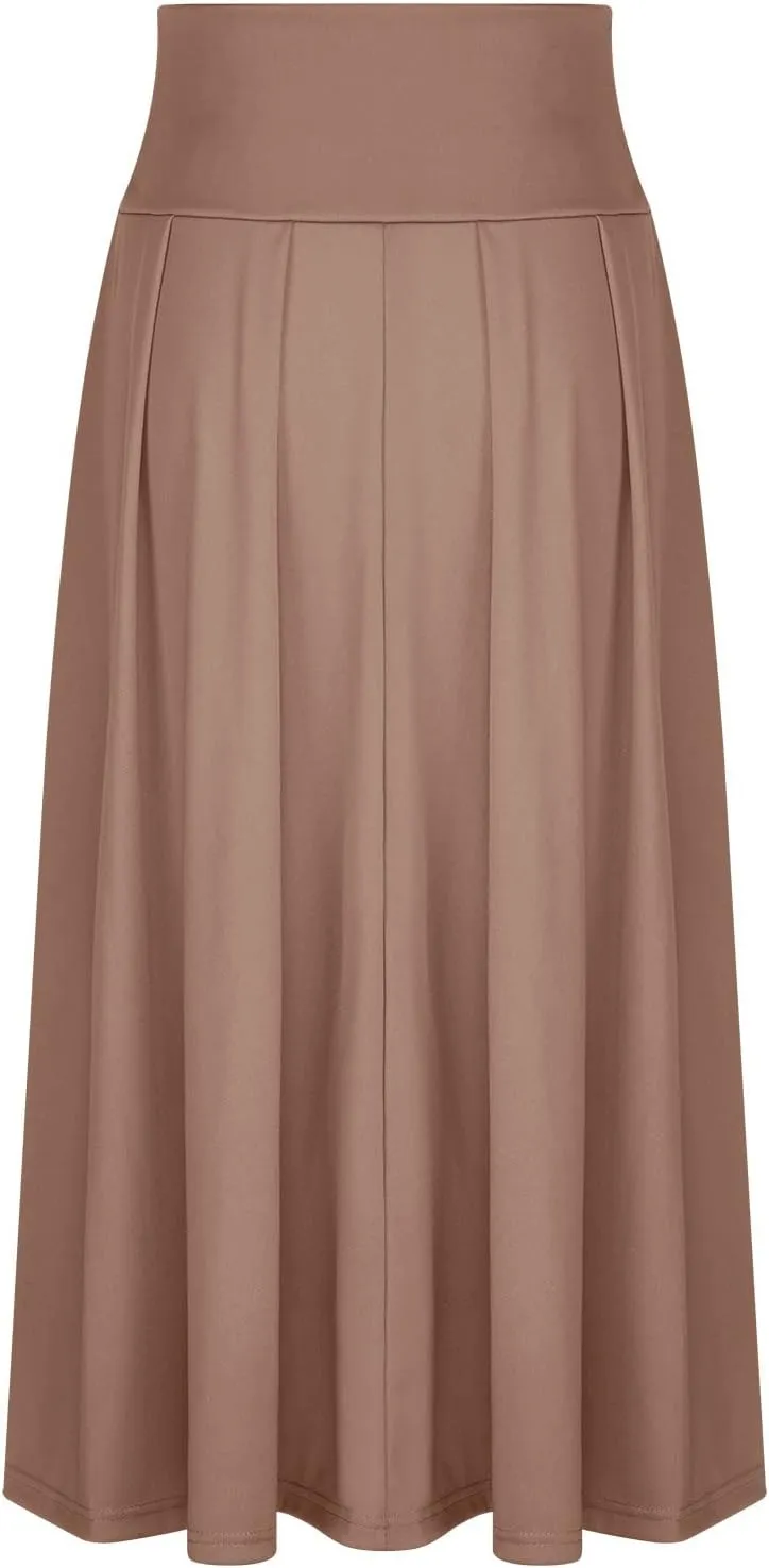 Women's Elegant High Waisted Skirt Tie Front Pleated Maxi Skirts Fashion Solid Color Flowy Swing Ankle Length Skirt