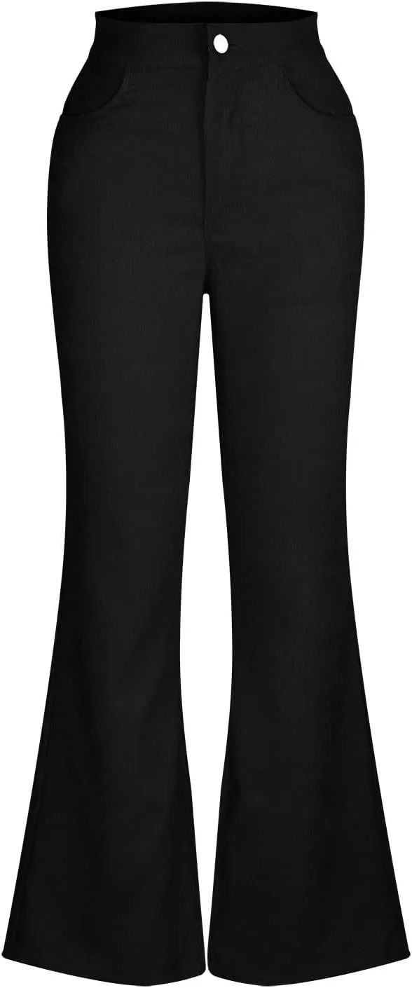 Womens Flare Jeans High Waist Stretchy Bell Bottom Denim Pants Fitted Wide Leg Jeans Girls Trousers Streetwear