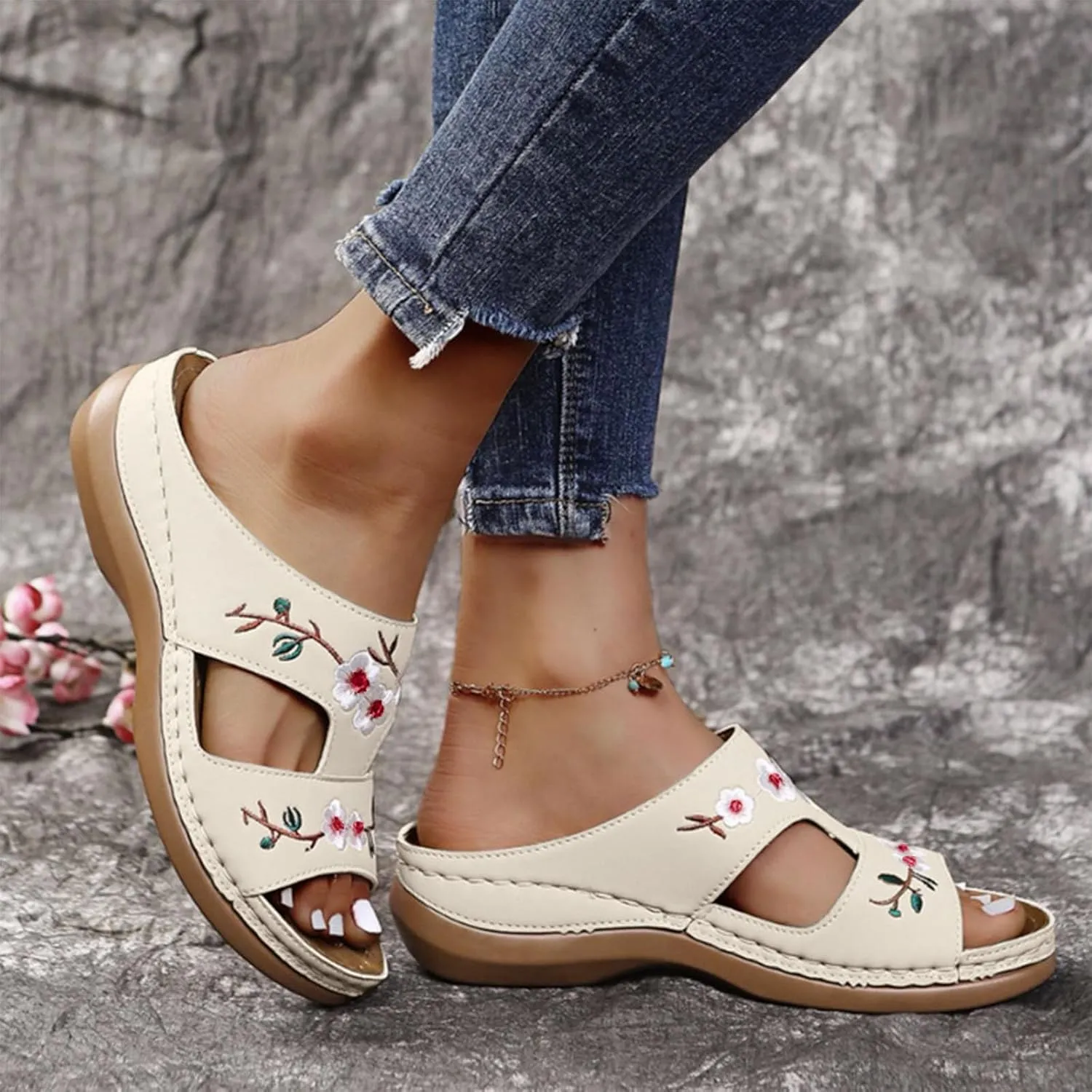 Women's Flat Sandals Women's Flat Slippers Ankle Strap Sandals Summer Sandal for Women Women Shoes