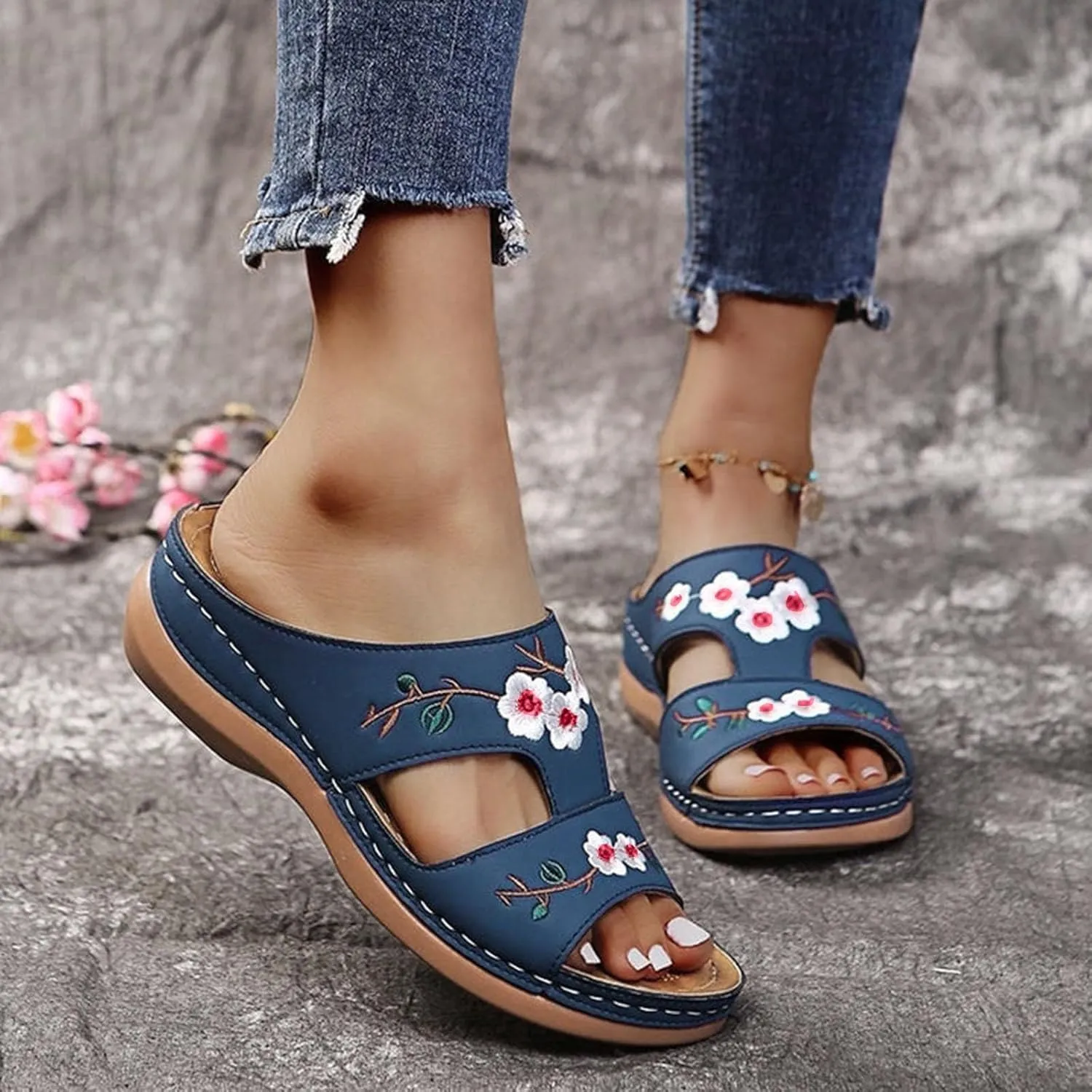 Women's Flat Sandals Women's Flat Slippers Ankle Strap Sandals Summer Sandal for Women Women Shoes