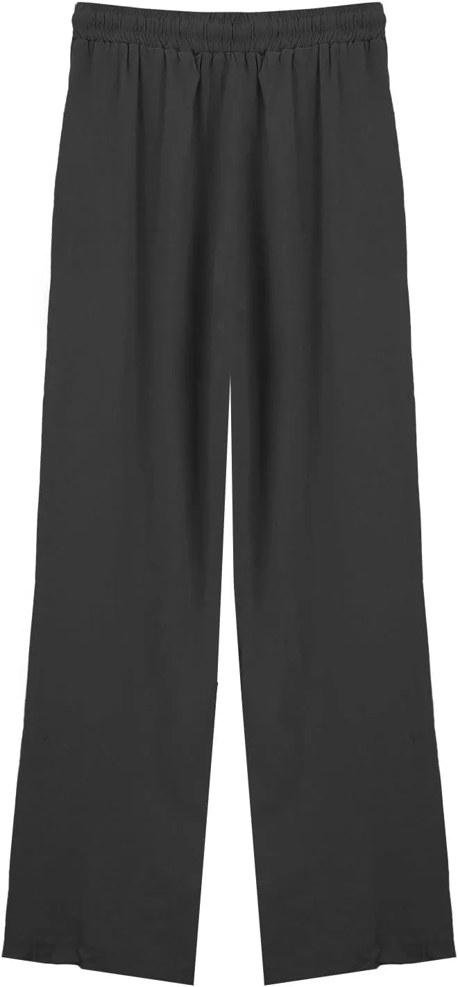 Womens Floral Print High Waisted Palazzo Pants Boho Linen Beach Trousers with Pockets Flowy Pants with Pockets