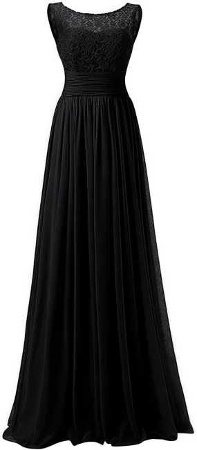 Women's Formal Bridesmaid Dresses Long Evening Dress A-Line Chiffon Lace Party Gowns