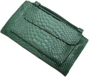 Womens Genuine Leather Snakeskin Crossbody Purse Tote Handbag Clutch Wallet with Chain
