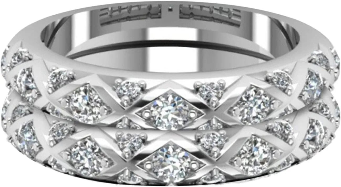 Women's Gold Filled Heart Cubic Zirconia CZ Insert Ring Set Wedding Engagement Ring Bridal Sets Couples Rings