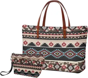 Womens Handbag with Matching Wallet, 2PCS Tote Bag Top Handle Purse Hobo Bag
