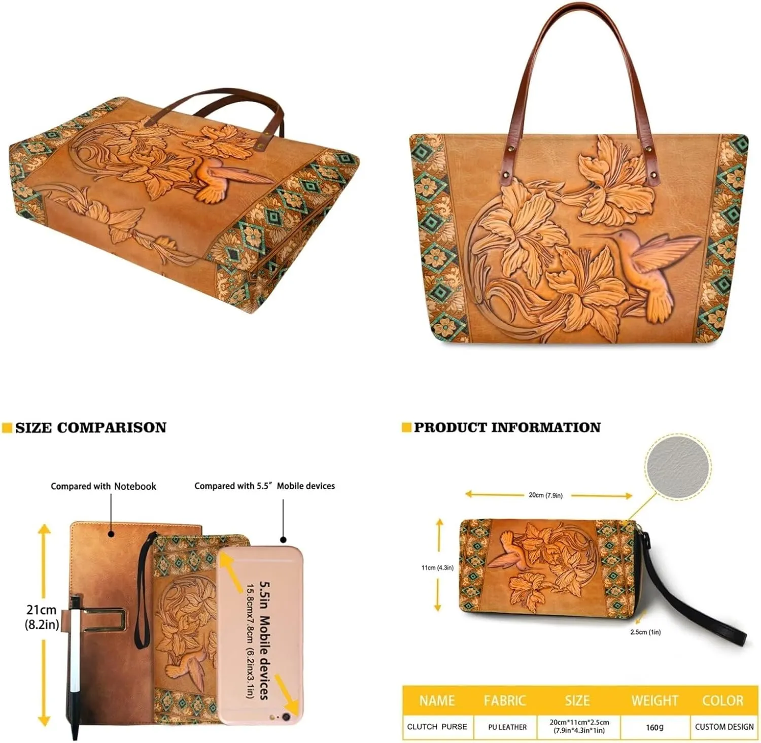 Womens Handbag with Matching Wallet, Large Top Handle Purse Shoulder Tote Bag with PU Clutch Wallet Purse