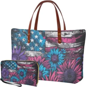 Womens Handbag with Matching Wallet, Large Top Handle Purse Shoulder Tote Bag with PU Clutch Wallet Purse