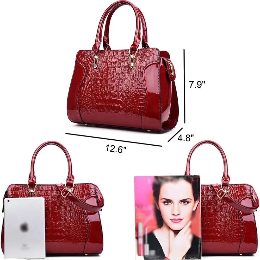 Womens Handbags Patent Leather Satchel Medium Briefcase Tote Bag top Handle Handbag Ladies Shoulder Bag Crossbody Bag