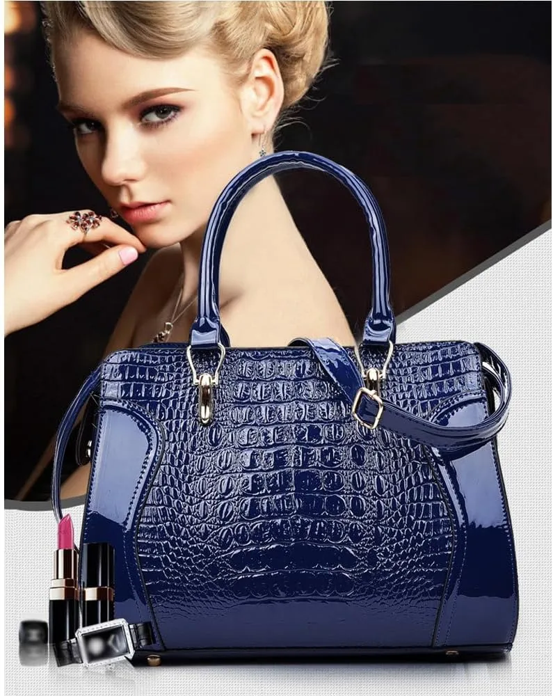 Womens Handbags Patent Leather Satchel Medium Briefcase Tote Bag top Handle Handbag Ladies Shoulder Bag Crossbody Bag