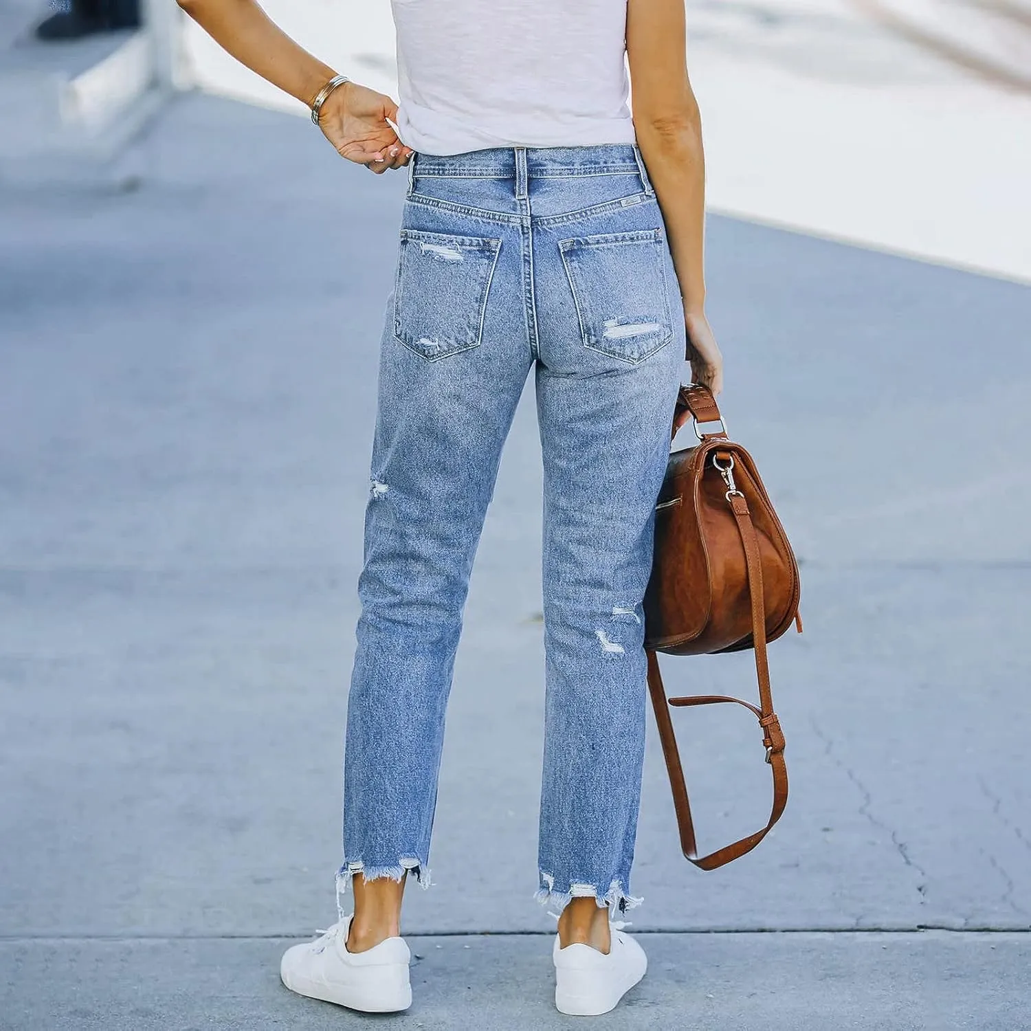 Women's High Waist Slant Pocket Denim Jeans Wide Leg Jeans Trendy High Waisted Trousers Stretchy Baggy Denim Pants