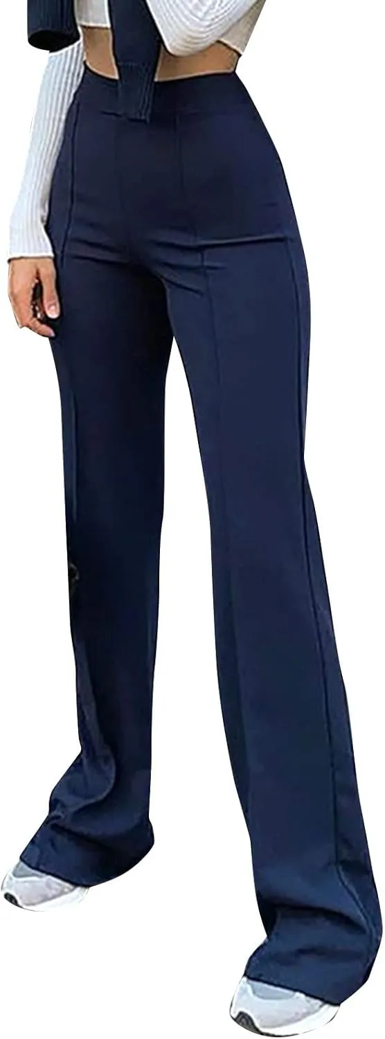 Women's High Waist Wide Leg Pants Yoga Trousers with Pockets Stretch Loose Casual Lounge Sweatpants Joggers