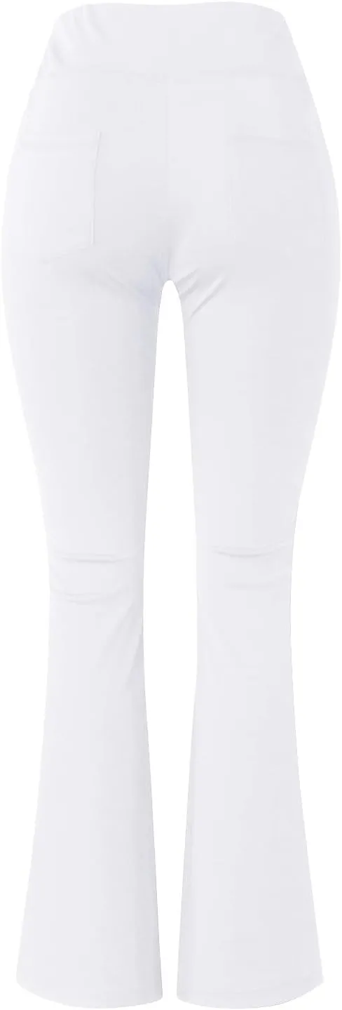Womens High Waisted Flare Leg Bell Bottoms Trousers Skinny Palazzo Pants Wide Leg Bootcut Gym Workout Yoga Pants
