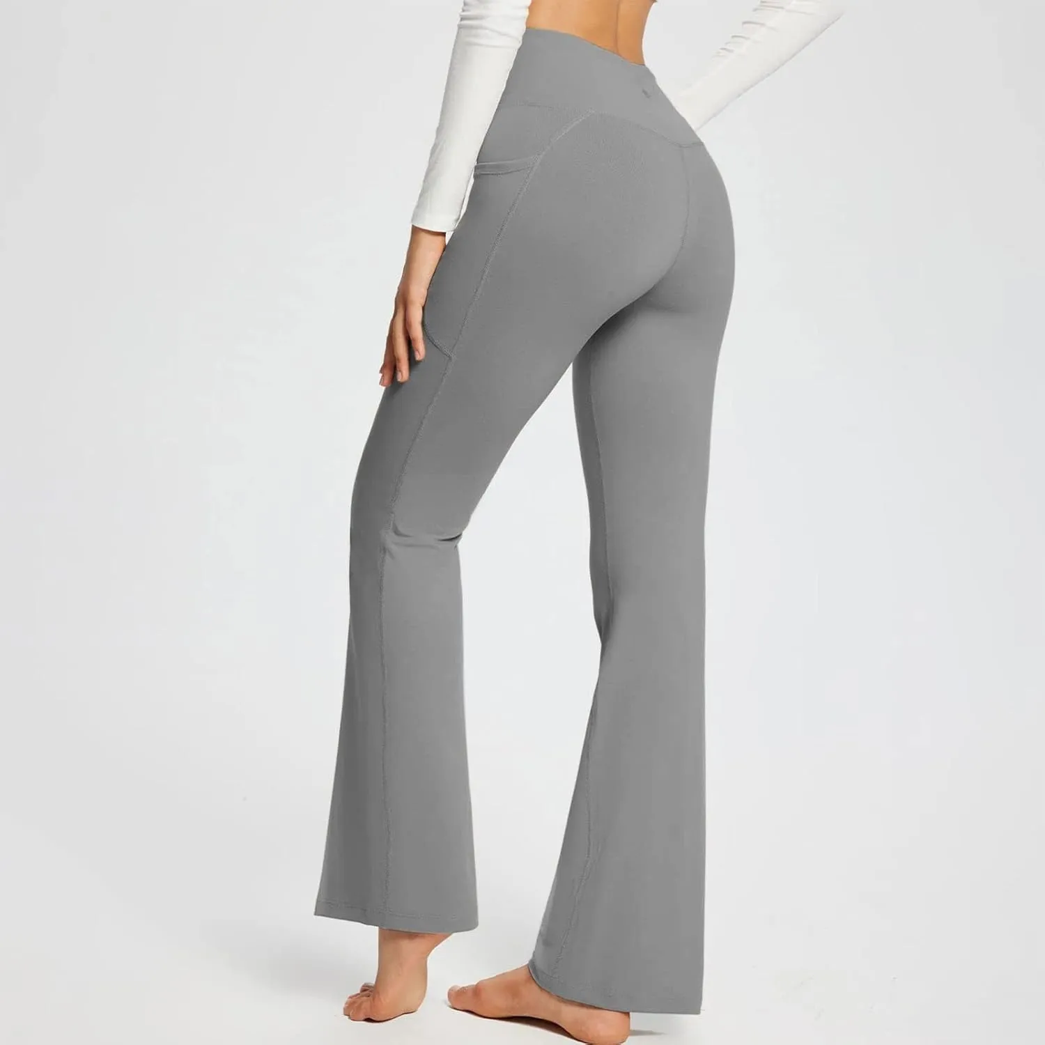Womens High Waisted Flare Leg Bell Bottoms Trousers Skinny Palazzo Pants Wide Leg Bootcut Gym Workout Yoga Pants