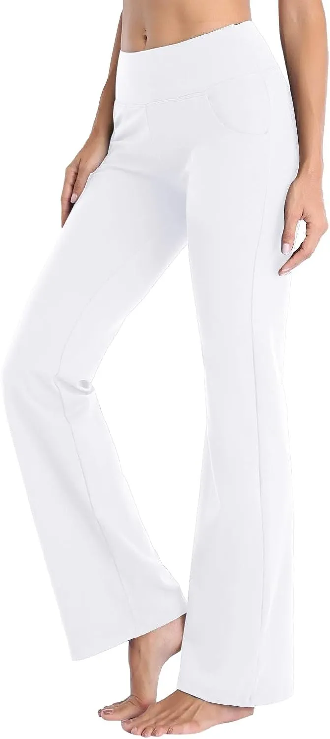 Womens High Waisted Flare Leg Bell Bottoms Trousers Skinny Palazzo Pants Wide Leg Bootcut Gym Workout Yoga Pants