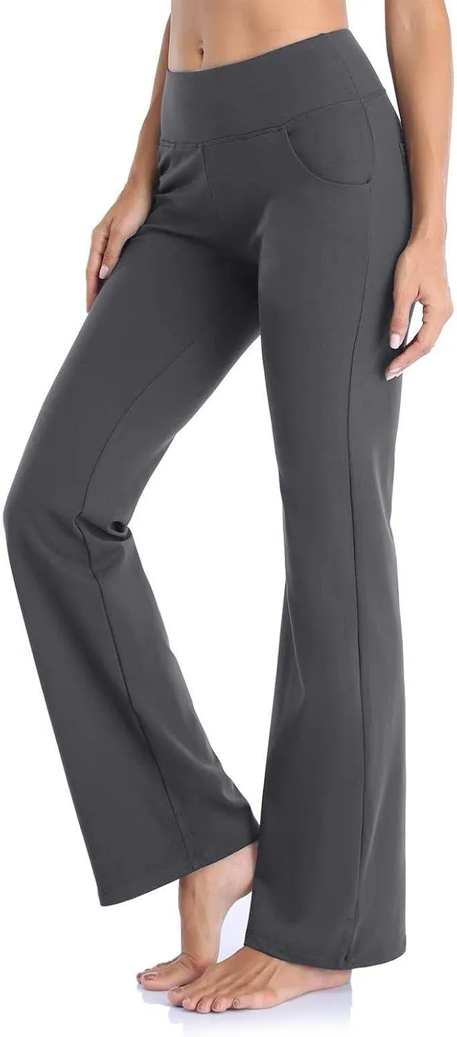 Womens High Waisted Flare Leg Bell Bottoms Trousers Skinny Palazzo Pants Wide Leg Bootcut Gym Workout Yoga Pants