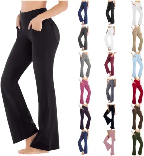 Womens High Waisted Flare Leg Bell Bottoms Trousers Skinny Palazzo Pants Wide Leg Bootcut Gym Workout Yoga Pants