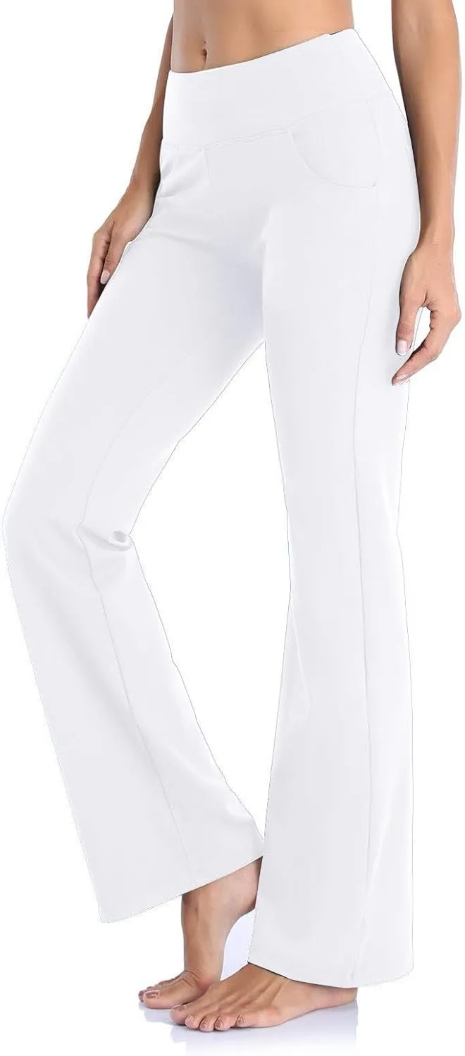 Womens High Waisted Flare Leg Bell Bottoms Trousers Skinny Palazzo Pants Wide Leg Bootcut Gym Workout Yoga Pants