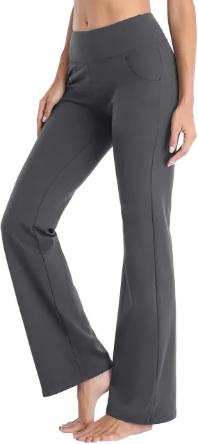Womens High Waisted Flare Leg Bell Bottoms Trousers Skinny Palazzo Pants Wide Leg Bootcut Gym Workout Yoga Pants
