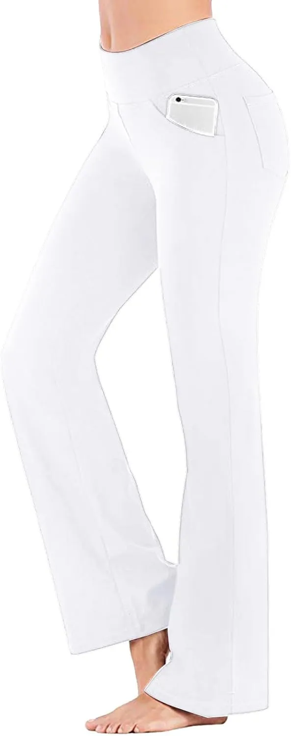 Womens High Waisted Flare Leg Bell Bottoms Trousers Skinny Palazzo Pants Wide Leg Bootcut Gym Workout Yoga Pants
