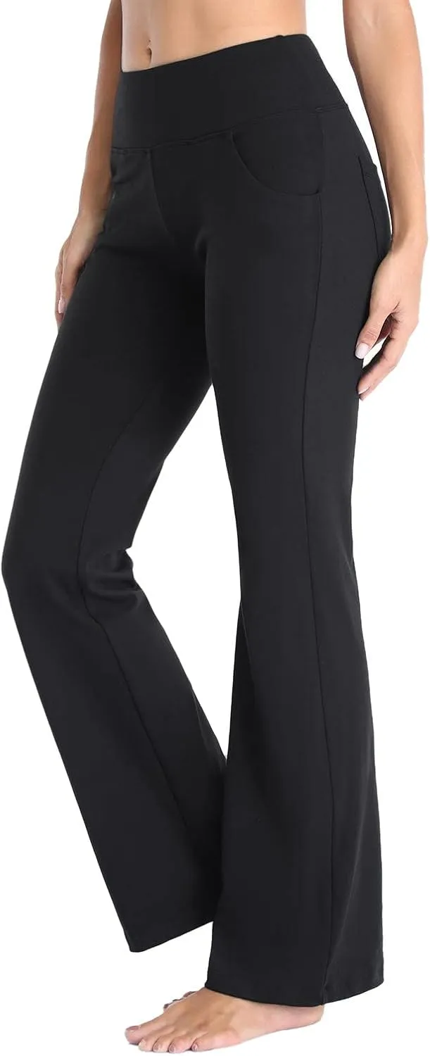 Womens High Waisted Flare Leg Bell Bottoms Trousers Skinny Palazzo Pants Wide Leg Bootcut Gym Workout Yoga Pants