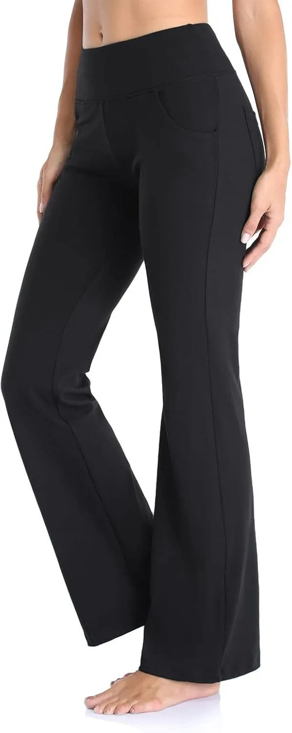 Womens High Waisted Flare Leg Bell Bottoms Trousers Skinny Palazzo Pants Wide Leg Bootcut Gym Workout Yoga Pants