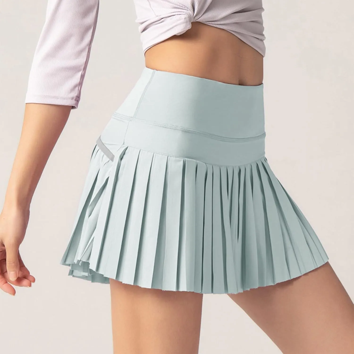Women's High Waisted Running Skorts Sports Pleated Skirts Ruffle Solid Large Swing Half A Line Skirt Fall Mini